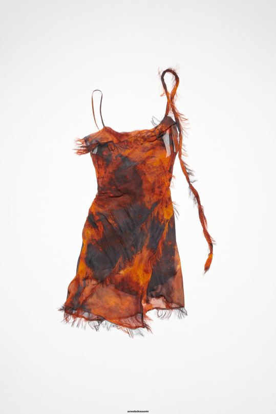 Acne Studios vaatteet ruoste oranssi 0VF2B279 draped hihna mekko kiitotien show