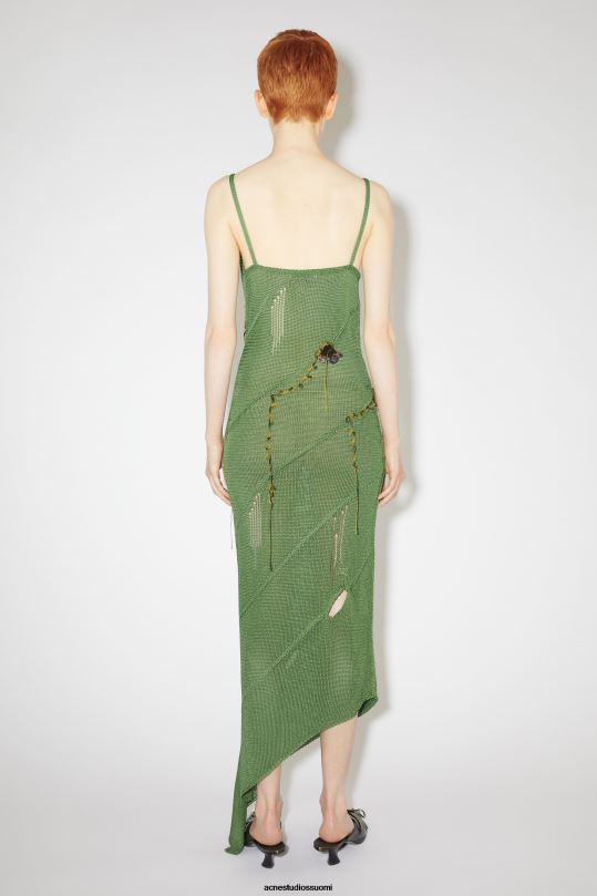 Acne Studios vaatteet sammaleen vihreä 0VF2B272 virkattu hihna mekko kiitotien show
