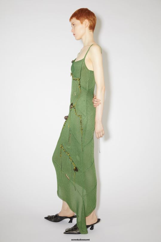 Acne Studios vaatteet sammaleen vihreä 0VF2B272 virkattu hihna mekko kiitotien show