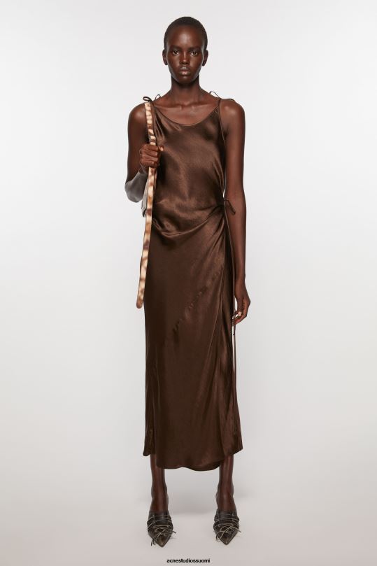 Acne Studios vaatteet suklaanruskea 0VF2B379 satiininen mekko