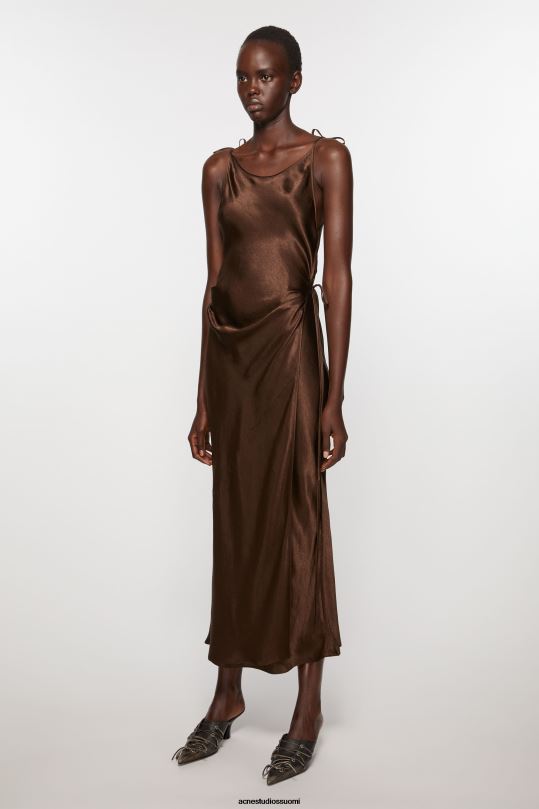 Acne Studios vaatteet suklaanruskea 0VF2B379 satiininen mekko