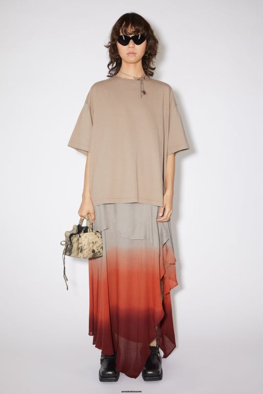 Acne Studios vaatteet taupe harmaa 0VF2B271 kerroksellinen t-paitamekko