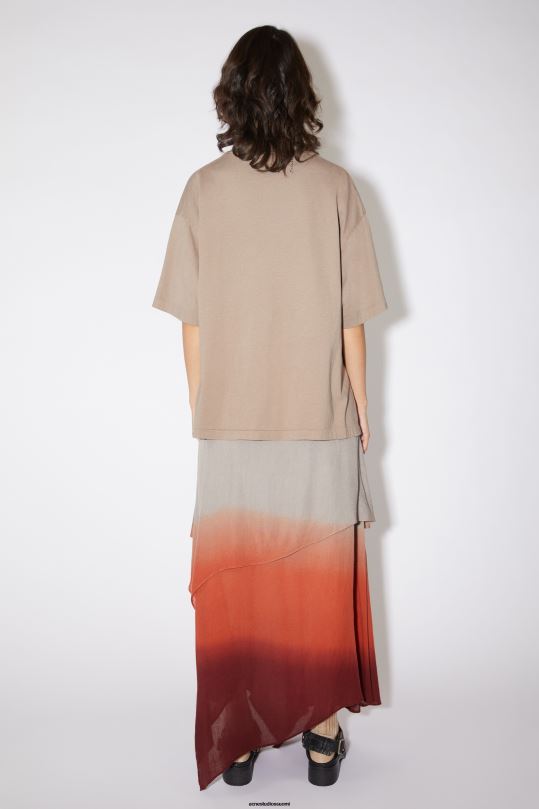 Acne Studios vaatteet taupe harmaa 0VF2B271 kerroksellinen t-paitamekko