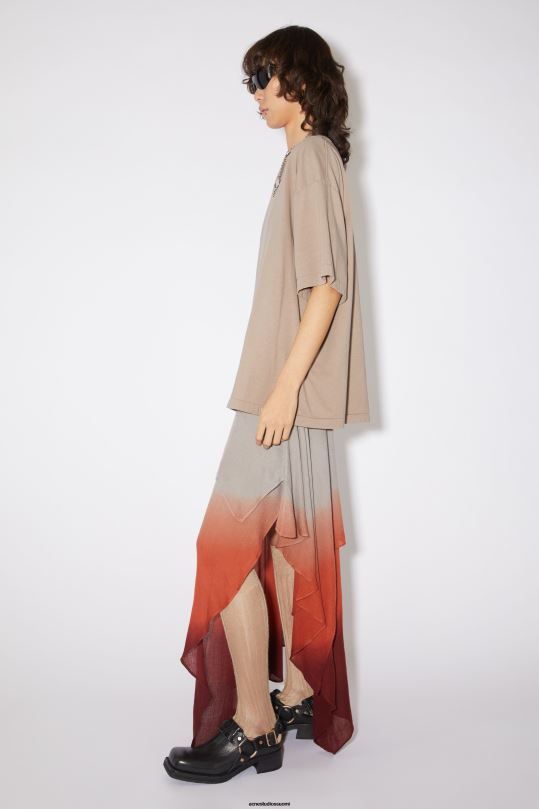 Acne Studios vaatteet taupe harmaa 0VF2B271 kerroksellinen t-paitamekko