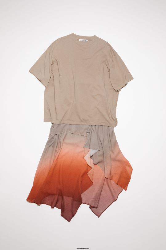 Acne Studios vaatteet taupe harmaa 0VF2B271 kerroksellinen t-paitamekko