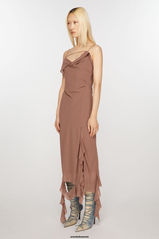 Acne Studios vaatteet toffeen ruskea 0VF2B260 röyhelönauhamekko