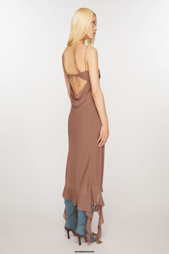 Acne Studios vaatteet toffeen ruskea 0VF2B260 röyhelönauhamekko
