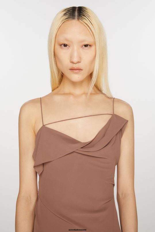 Acne Studios vaatteet toffeen ruskea 0VF2B260 röyhelönauhamekko