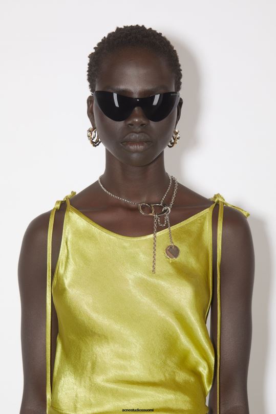 Acne Studios vaatteet vaalea oliivi 0VF2B285 satiinin vinoon leikattu mekko