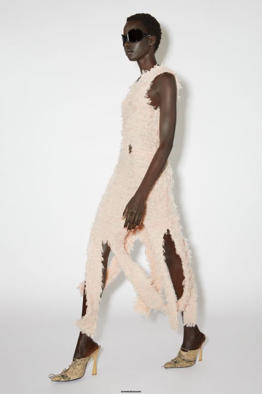 Acne Studios vaatteet vaaleanpunainen 0VF2B281 villasekoite leikattu mekko kiitotien show
