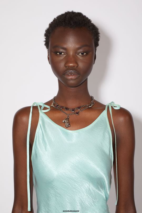 Acne Studios vaatteet vihermintunvihreä 0VF2B407 satiininen kietaisumekko