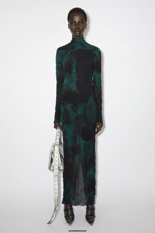 Acne Studios vaatteet vihreä 0VF2B270 laskostettu pitkä mekko kiitoradaesitys