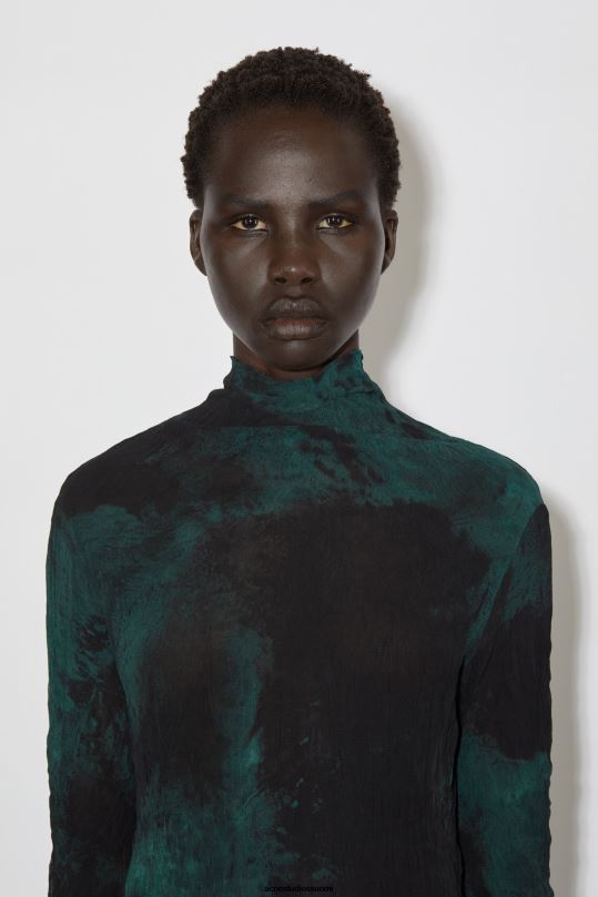 Acne Studios vaatteet vihreä 0VF2B270 laskostettu pitkä mekko kiitoradaesitys
