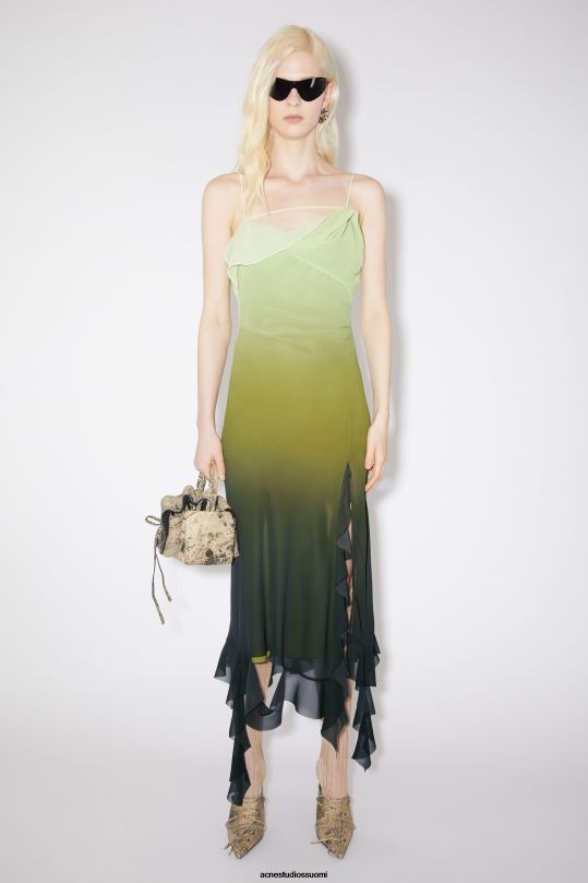 Acne Studios vaatteet vihreä 0VF2B273 röyhelönauhamekko