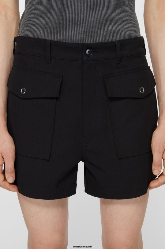 Acne Studios vaatteet musta 0VF2B1067 twill shortsit