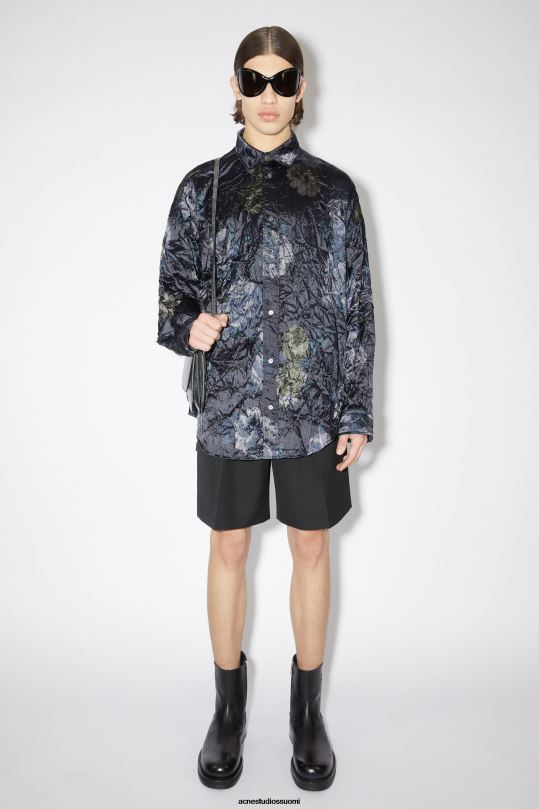 Acne Studios vaatteet musta 0VF2B1084 räätälöidyt laskostetut shortsit