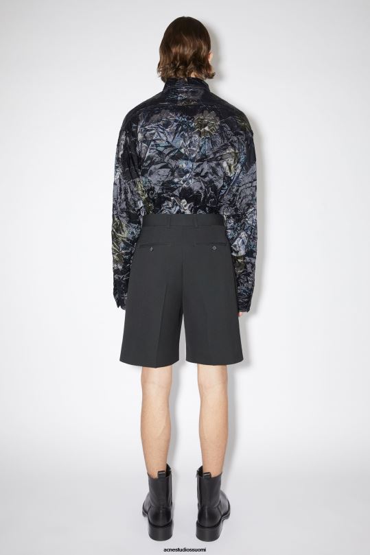 Acne Studios vaatteet musta 0VF2B1084 räätälöidyt laskostetut shortsit