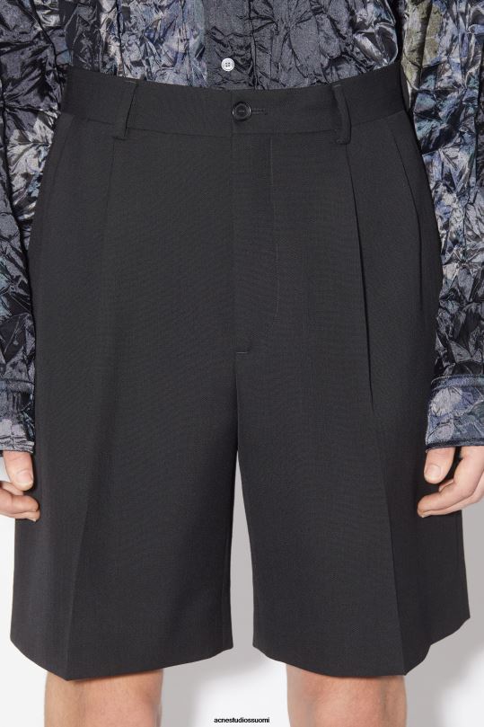 Acne Studios vaatteet musta 0VF2B1084 räätälöidyt laskostetut shortsit