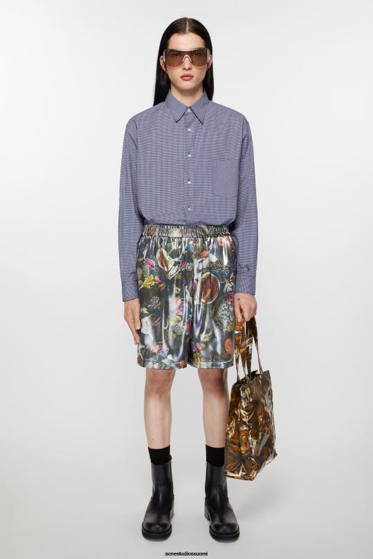 Acne Studios vaatteet musta monivärinen 0VF2B1068 painetut shortsit