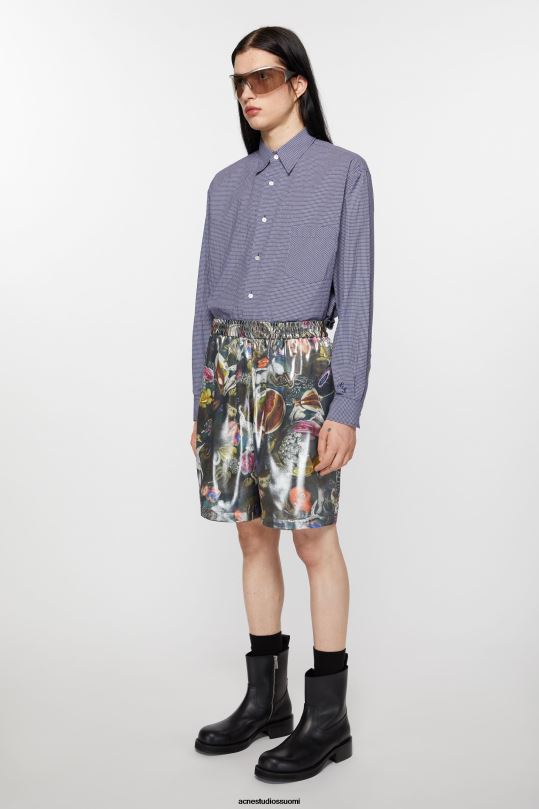 Acne Studios vaatteet musta monivärinen 0VF2B1068 painetut shortsit