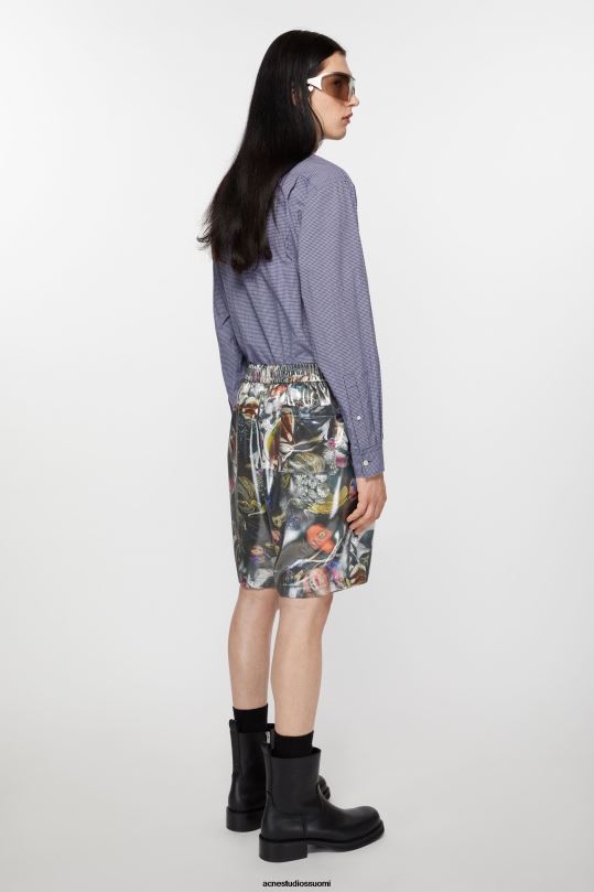 Acne Studios vaatteet musta monivärinen 0VF2B1068 painetut shortsit