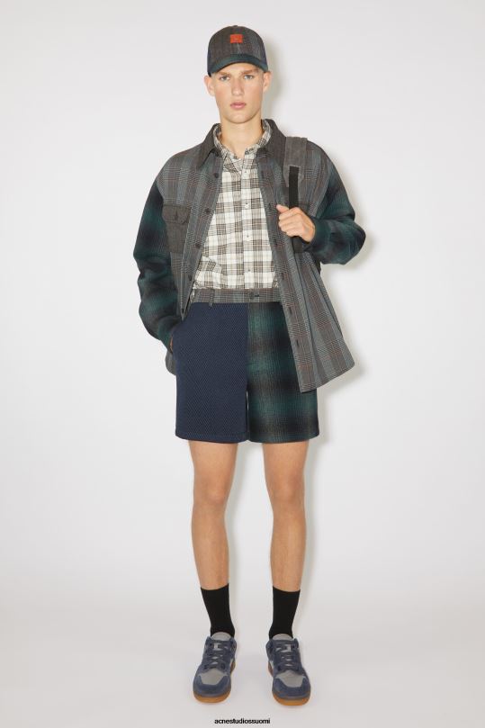Acne Studios vaatteet sinivihreä 0VF2B1077 tilkkutyöshortsit unisex