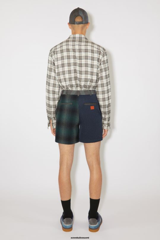 Acne Studios vaatteet sinivihreä 0VF2B1077 tilkkutyöshortsit unisex
