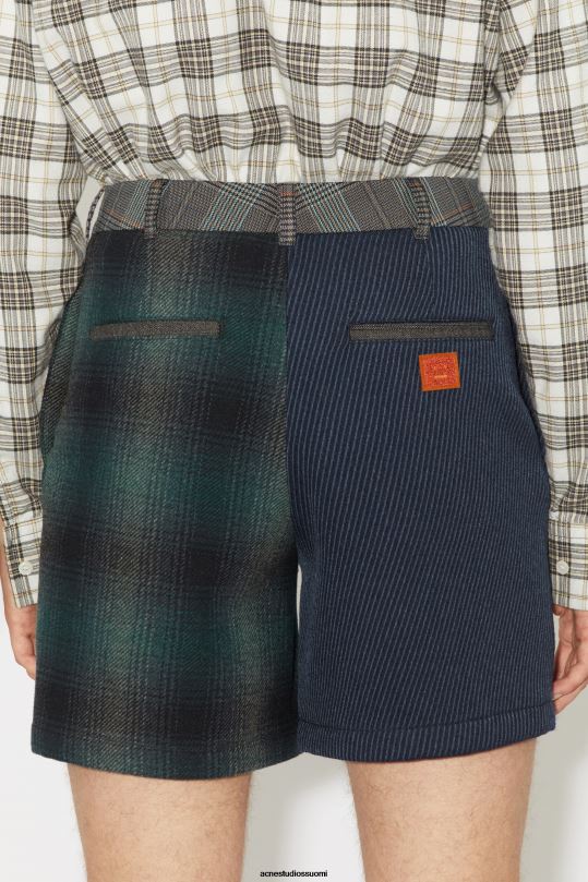 Acne Studios vaatteet sinivihreä 0VF2B1077 tilkkutyöshortsit unisex