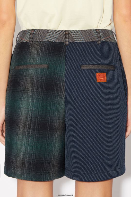Acne Studios vaatteet sinivihreä 0VF2B339 tilkkutyöshortsit unisex