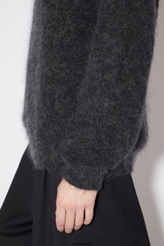 Acne Studios vaatteet antrasiitin harmaa 0VF2B425 mohairvillainen pyöreä kaulapusero