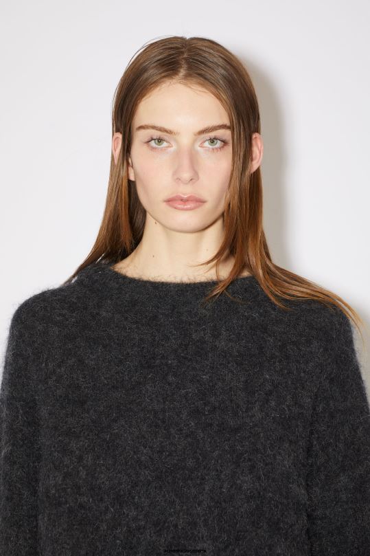 Acne Studios vaatteet antrasiitin harmaa 0VF2B425 mohairvillainen pyöreä kaulapusero