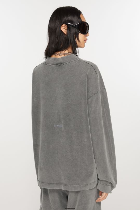 Acne Studios vaatteet haalistunut musta 0VF2B204 pyöreä kaula-aukkoinen pusero