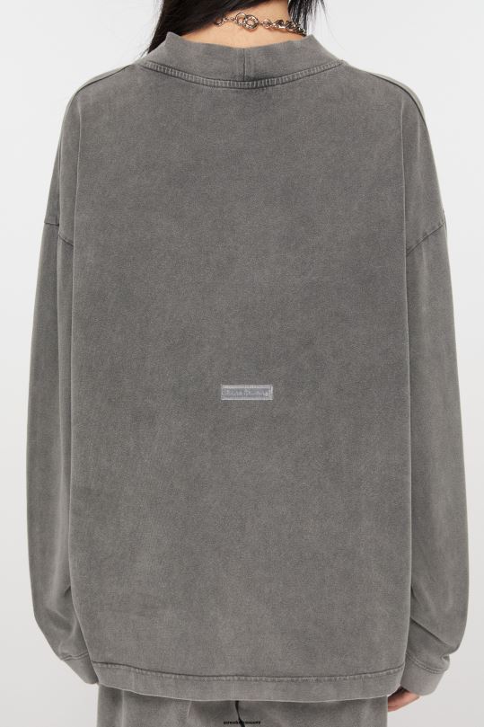 Acne Studios vaatteet haalistunut musta 0VF2B204 pyöreä kaula-aukkoinen pusero