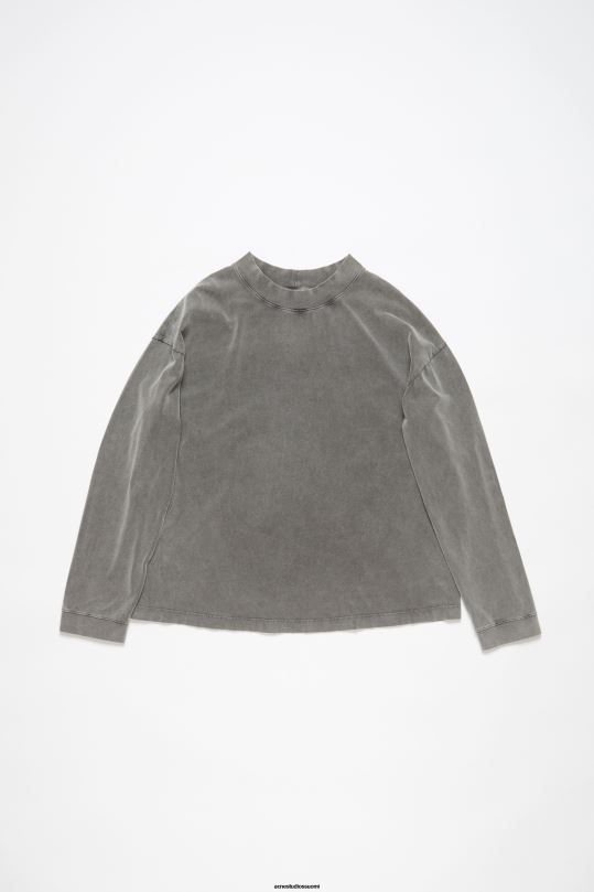 Acne Studios vaatteet haalistunut musta 0VF2B204 pyöreä kaula-aukkoinen pusero