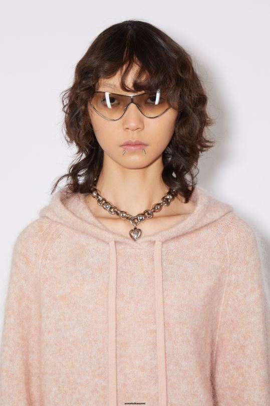 Acne Studios vaatteet haalistunut vaaleanpunainen 0VF2B113 villamohair-huppari