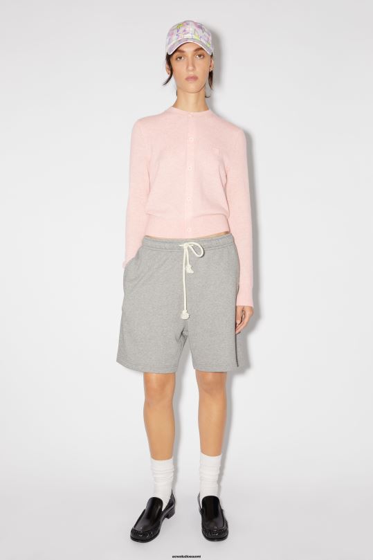 Acne Studios vaatteet haalistunut vaaleanpunainen melange 0VF2B90 pyöreäkauluksinen neuletakki