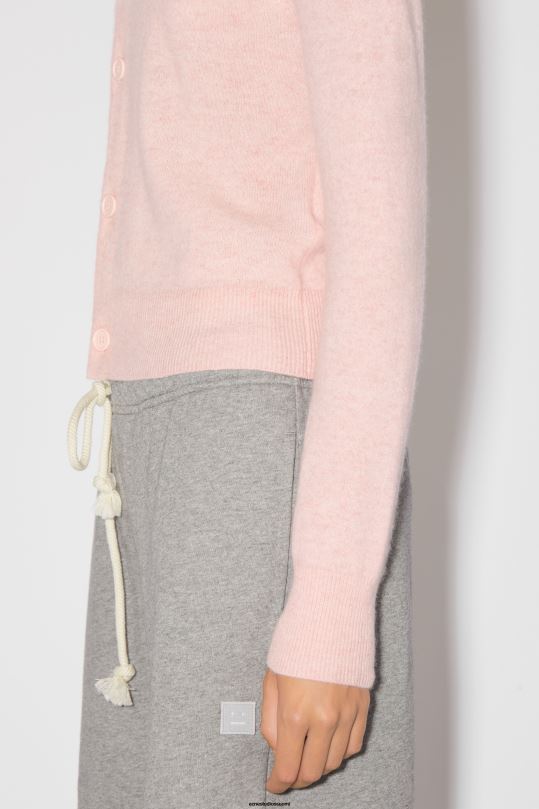 Acne Studios vaatteet haalistunut vaaleanpunainen melange 0VF2B90 pyöreäkauluksinen neuletakki
