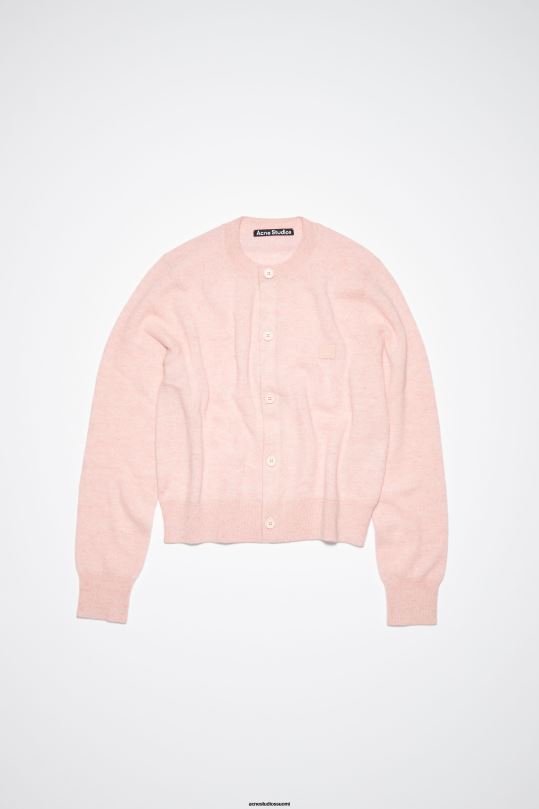 Acne Studios vaatteet haalistunut vaaleanpunainen melange 0VF2B90 pyöreäkauluksinen neuletakki