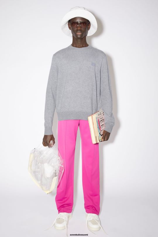 Acne Studios vaatteet harmaa melansi 0VF2B1184 villapaita, pyöreäkauluksinen unisex