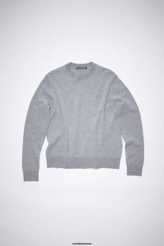 Acne Studios vaatteet harmaa melansi 0VF2B1184 villapaita, pyöreäkauluksinen unisex