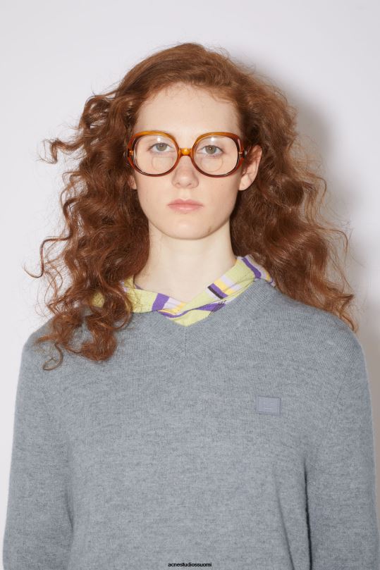 Acne Studios vaatteet harmaa melansi 0VF2B411 villainen V-kaula-aukkoinen villapaita unisex