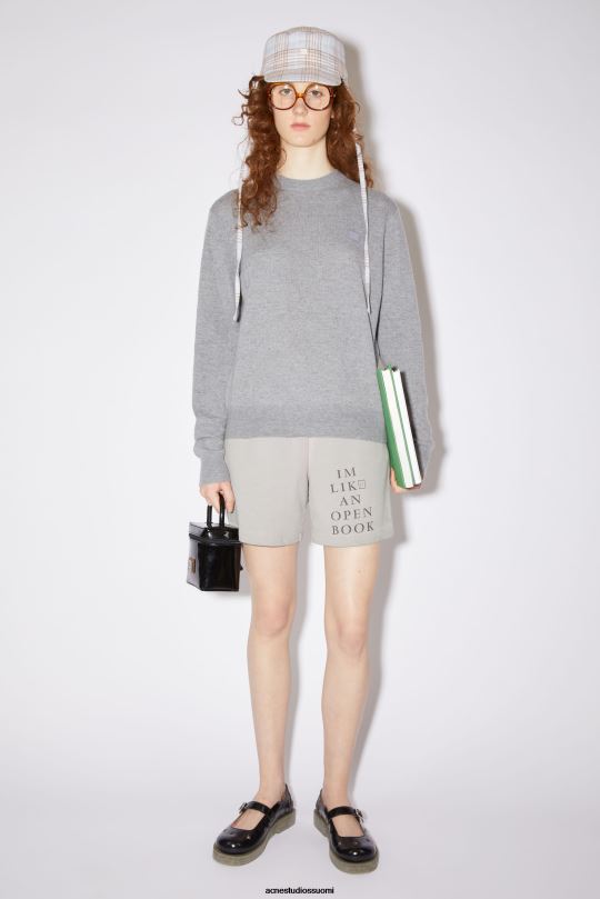 Acne Studios vaatteet harmaa melansi 0VF2B418 villapaita, pyöreäkauluksinen unisex