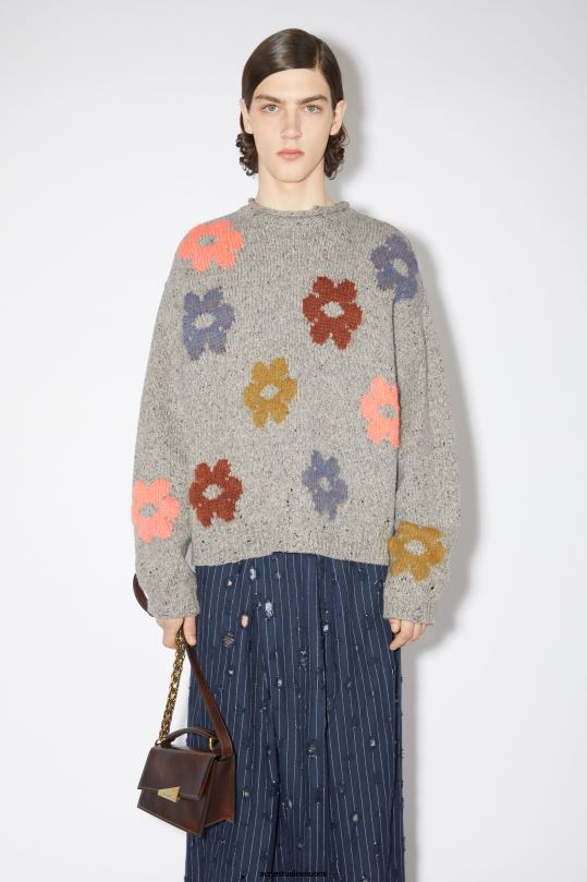 Acne Studios vaatteet harmaa melansi 0VF2B947 jacquard villasekoitetta neule