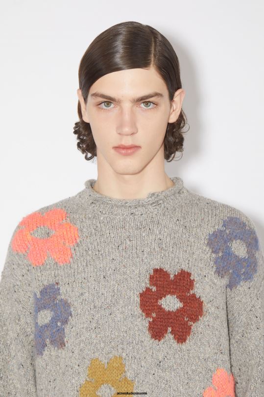 Acne Studios vaatteet harmaa melansi 0VF2B947 jacquard villasekoitetta neule