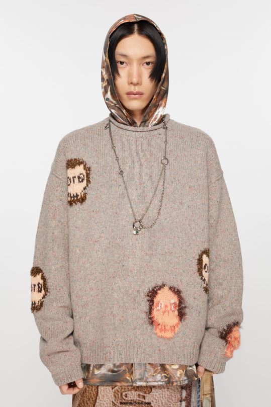 Acne Studios vaatteet harmaa melansi/multi 0VF2B926 jakardi kallopusero