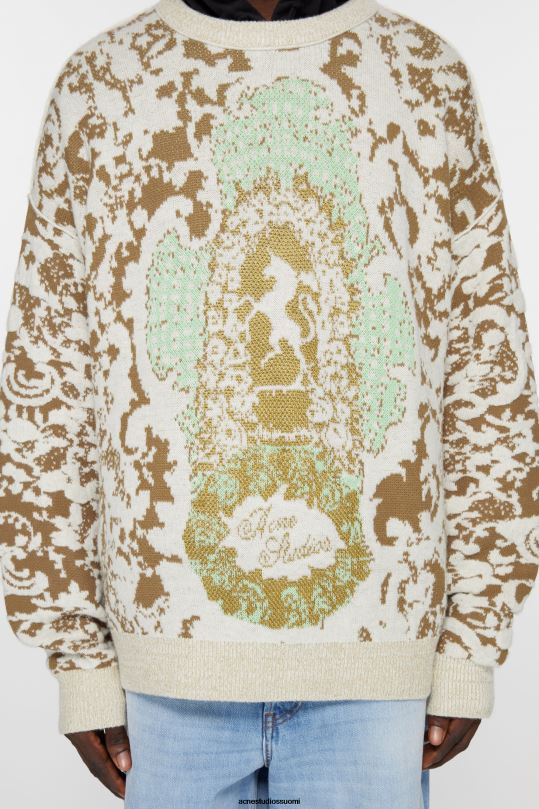 Acne Studios vaatteet jadenvihreä / luonnonvalkoinen 0VF2B922 jacquard villapaita