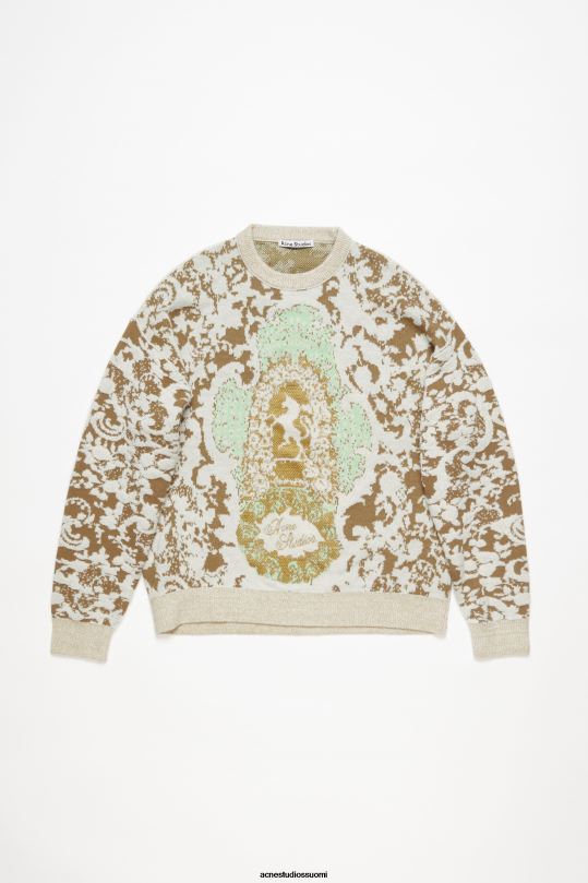 Acne Studios vaatteet jadenvihreä / luonnonvalkoinen 0VF2B922 jacquard villapaita