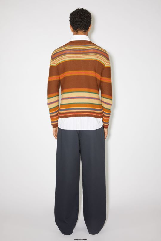 Acne Studios vaatteet kaneliruskea/multi 0VF2B930 pyöreä kaula-aukkoinen unisex-neulepusero