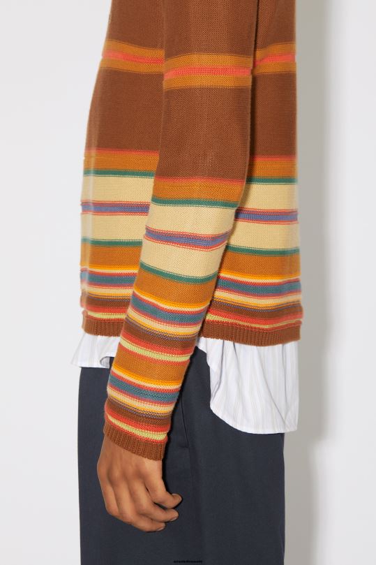 Acne Studios vaatteet kaneliruskea/multi 0VF2B930 pyöreä kaula-aukkoinen unisex-neulepusero
