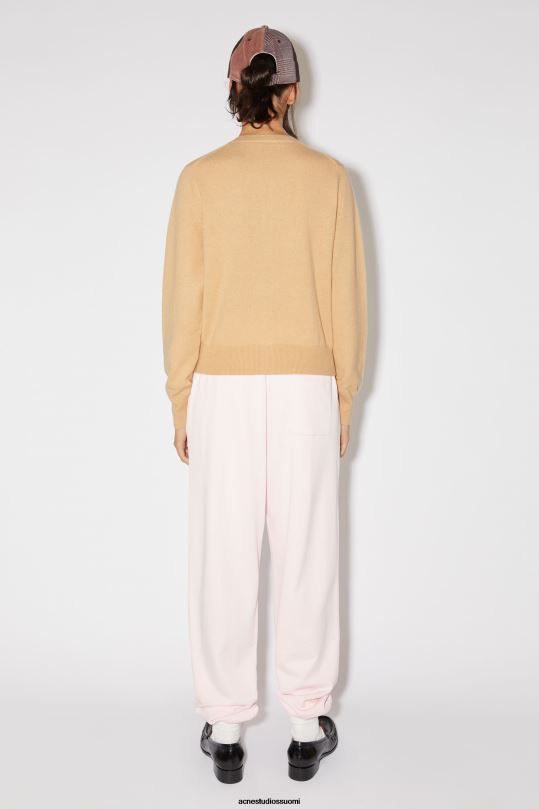 Acne Studios vaatteet keksi beige 0VF2B79 pyöreäkauluksinen neuletakki